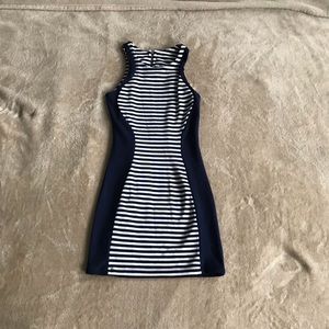 Navy & white mini tank top dress